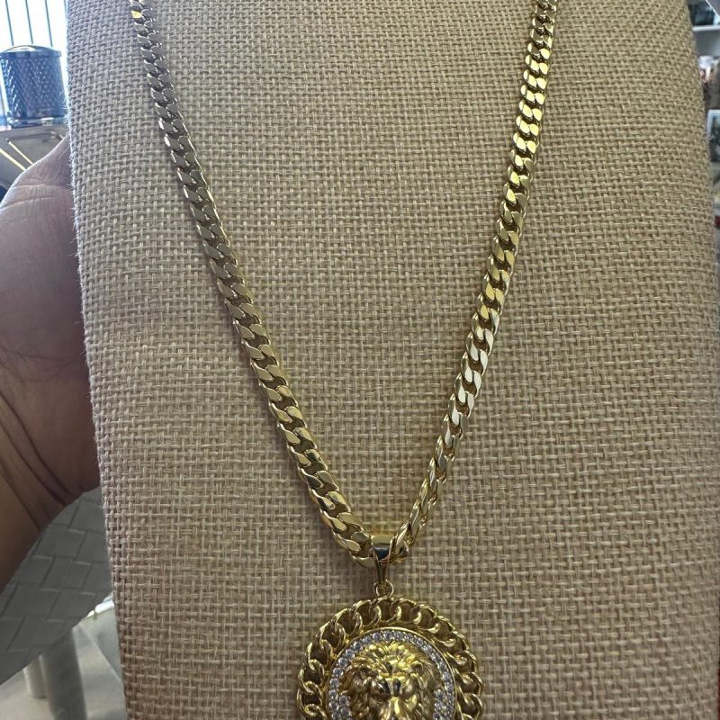 60 cm stainless steel for men with 5 microns of 14k gold